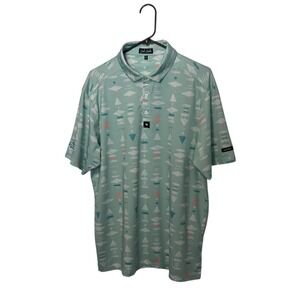Bad Birdie Polo Shirt Mens XL Green Geometric Abstract Golf Performance Stretch